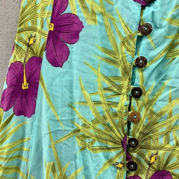 Vintage J&J Hawaii 100% Rayon Maxi Dress 2XL Tropical Granny Core Hippie Gypsy - Picture 6 of 15